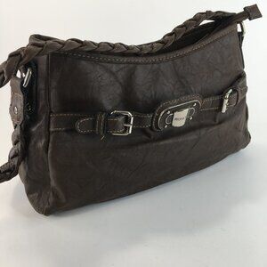 Rosseti Brown Bag with Braided Strap Buckle Accent Shoulder Bag